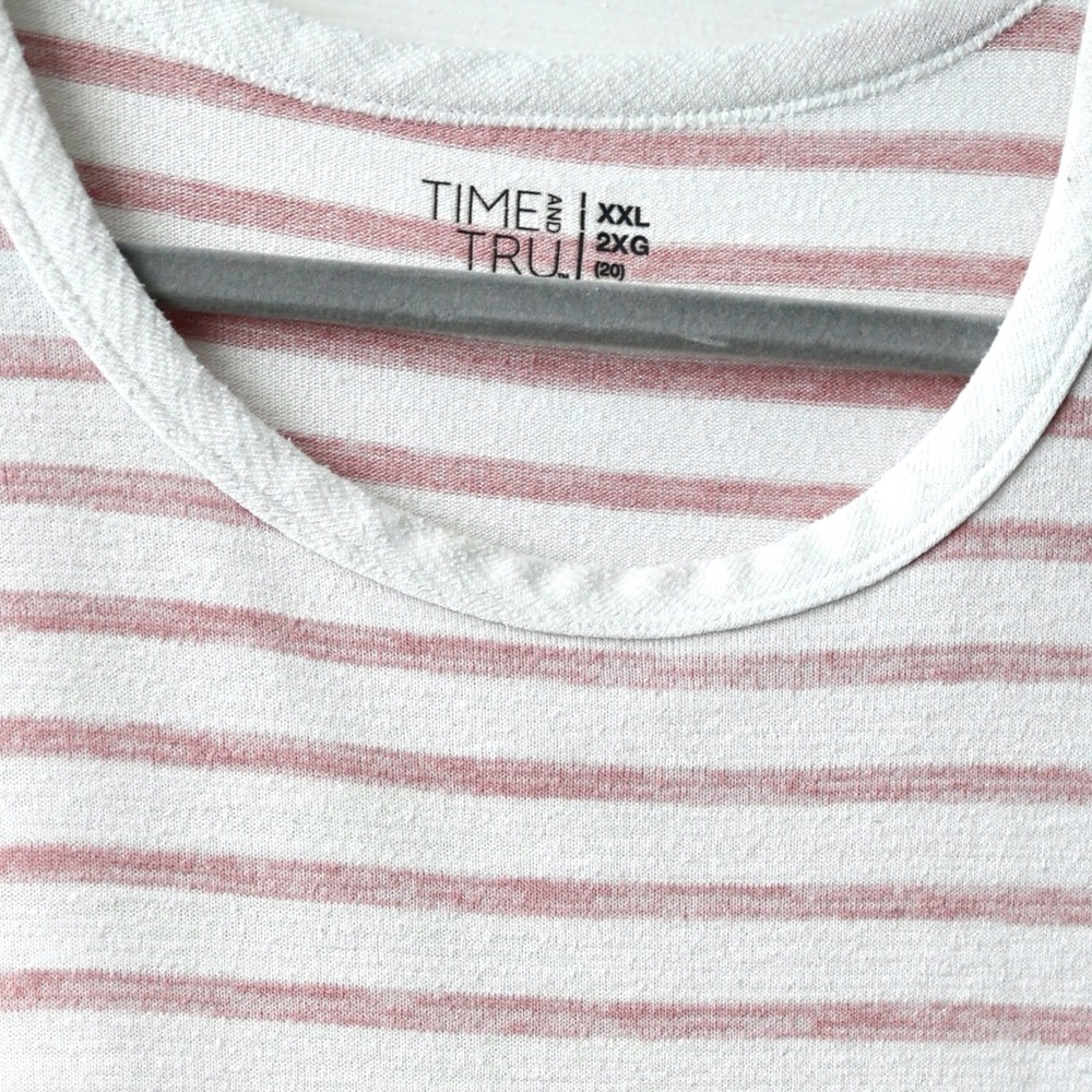 🔥3/$15 Time & Tru pink & White Stripe soft long sleeve Tee plus size xxl / 20 - Picture 3 of 12